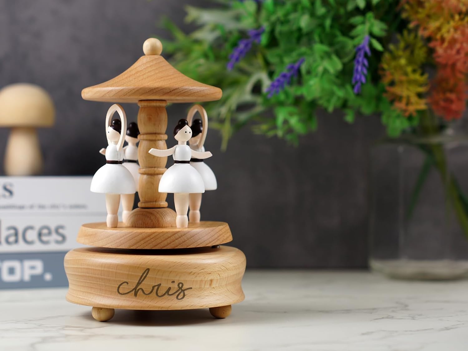 新品、wonderful lifeのハンドメイドの木製オルゴール、バレエ 新品