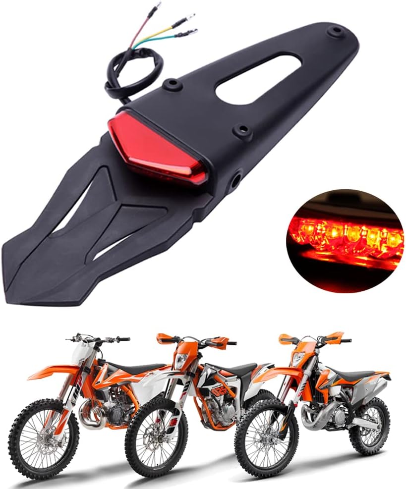 DREAMIZER Motorcycle Dirt Bike Fender Tail Light, Motorbike Motocross LED Rear Brake Light with Bracket for Off-road SMR 690 CR EXC WRF 250 450 125SX XR DRZ KLX KMX WR125