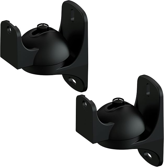King Universal Tilt & Swivel Speaker Wall Mount Bracket, Pair, for Surround Sound Speakers, SONOS PLAY:1 compatible, Max. Speaker Weight 3.5kg for Home Cinema Sound Systems (Black)