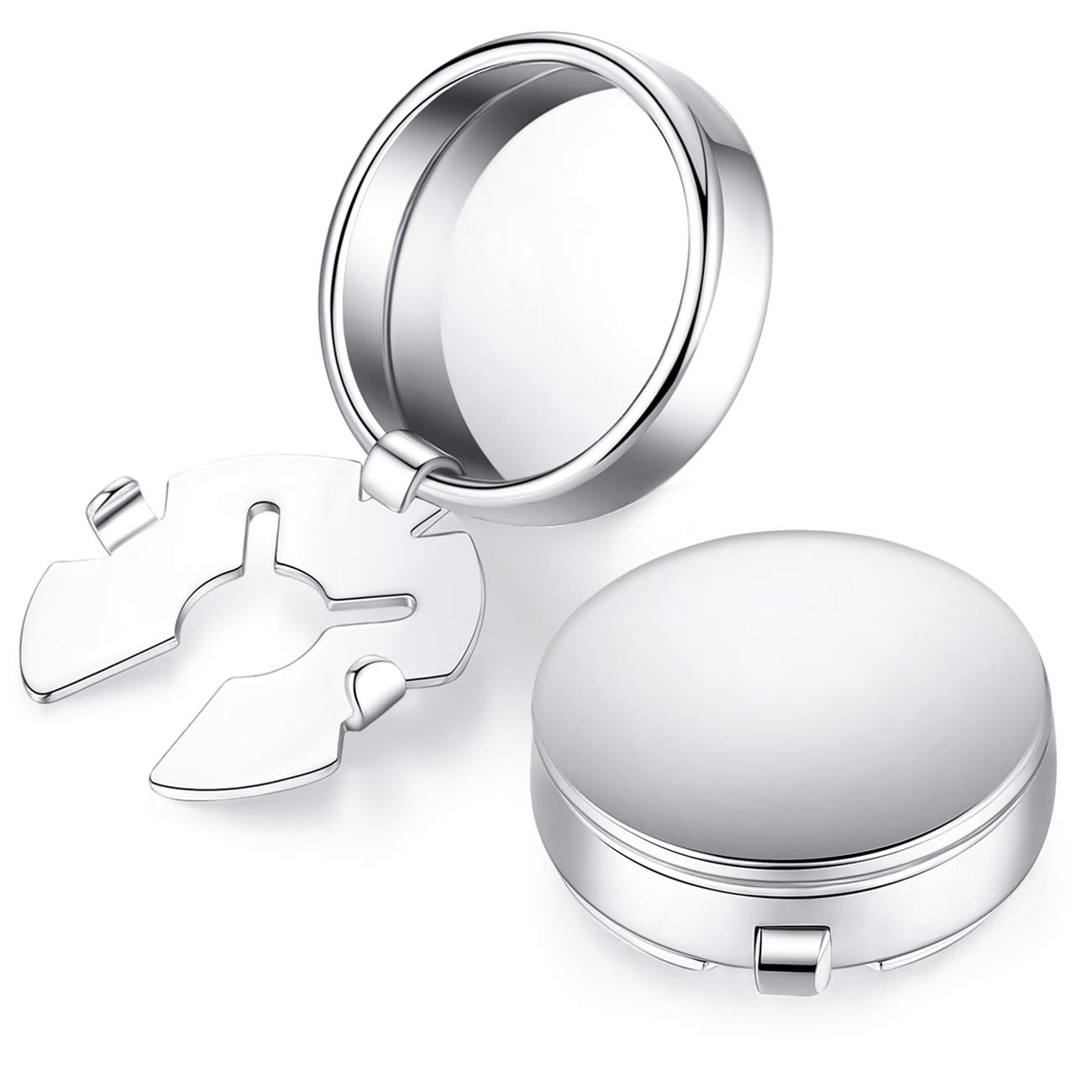 HONEY BEARRound Cover Cufflinks for Regular Shirts - Rectangle Brushed Stainless Steel for Wedding Business Shiny Silver