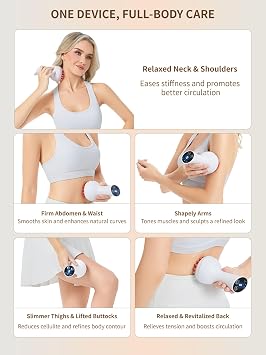 Lymphatic Drainage Massager & Anti Cellulite Massage Tool, Helps Reduce Stretch Marks & Cellulite, for Legs, Arms & Belly, Body Sculpting Machine with Light, Heat & Vibration