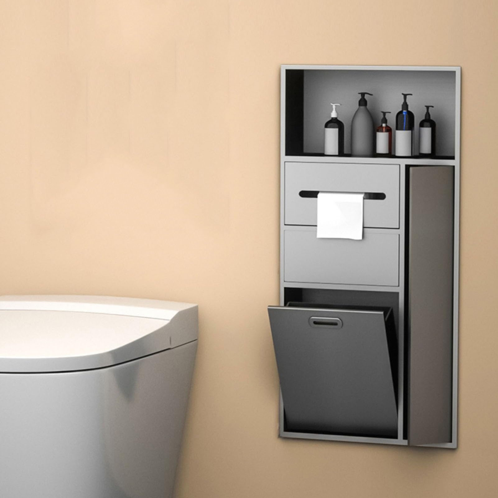 Nicchia da bagno in acciaio inossidabile, acciaio inossidabile spazzolato, mensola quadrata per doccia, mensola da bagno a nicchia da parete per shampoo, inserto per organizer per prodotti