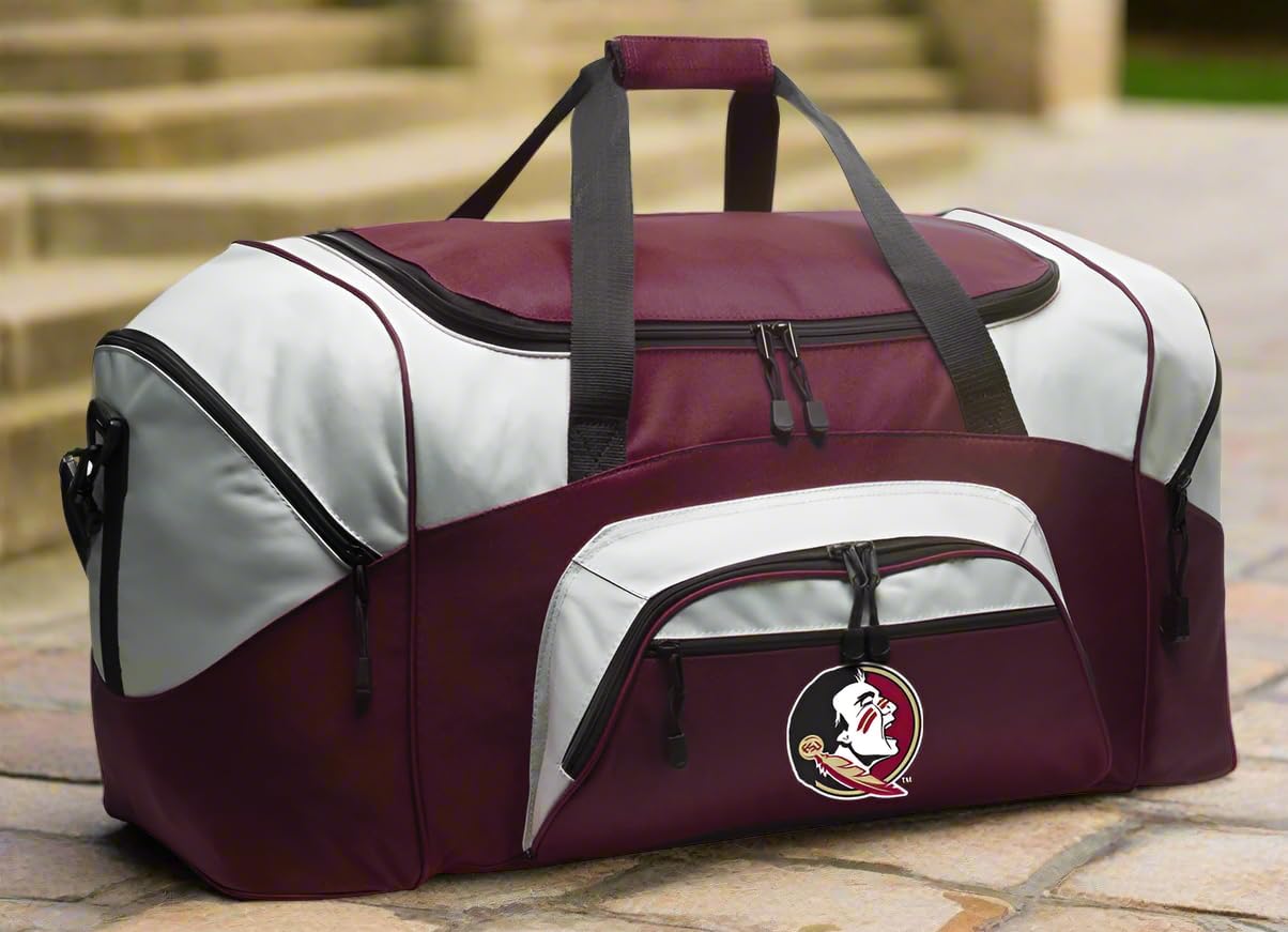 FSU Duffel Bag Suitcase or Florida State Gym Gear Duffle Bag - Large Size(Garnet)