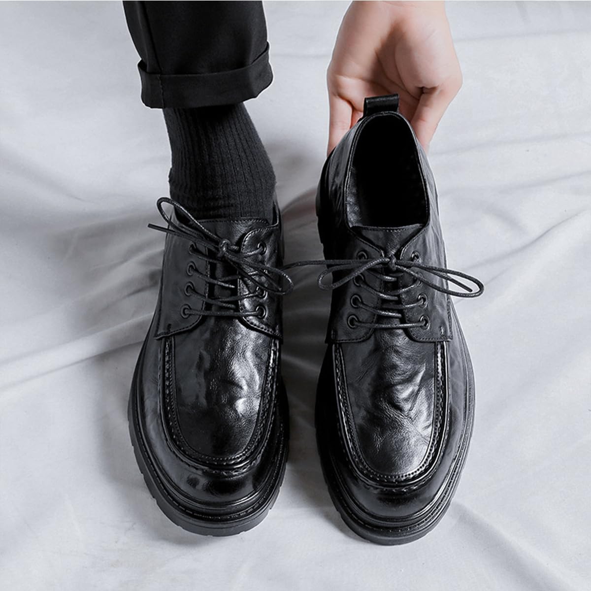 Scarpe Oxford da Uomo con Plateau Business Classic Eleganti | Scarpe Formali Stringate Matrimonio per L'Ufficio l'uso Quotidiano
