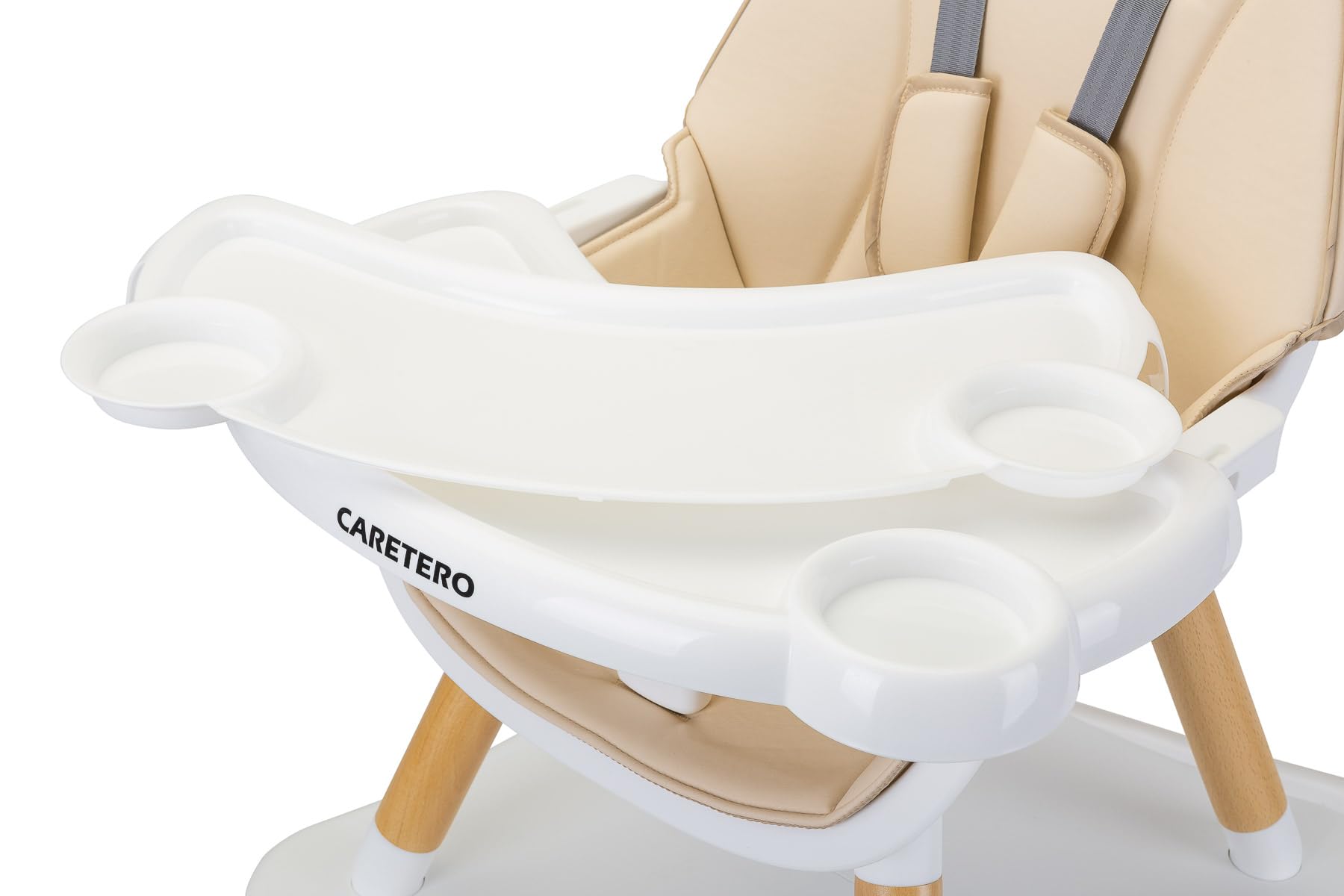 CARETERO Tuva Chaise Haute Bébé - Design Scandinave - Chaise Repas Bébé de 6 Mois à 3 ans - Charge Maximale 15 kg - 2en1 Chaise Haute ou Chaise + Table - Plateau Réglable - Beige