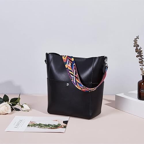 Miniatura 7 de Telena Bolsos cruzados para mujer, de cuero vegano, bolso cruzado para el hombro, bolsa de cubo Hobo