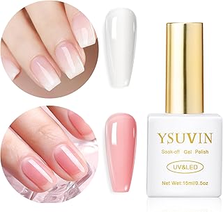 Yueshop 2PCS Milky White Jelly Gel Set - 15ml Pink Nude Gel Nail Polish,Transparent White Milky Gel Nail Varnish Set Nail Art Soak Off LED Lamp Nail Polish Manicure Kit For Girl Women Gift