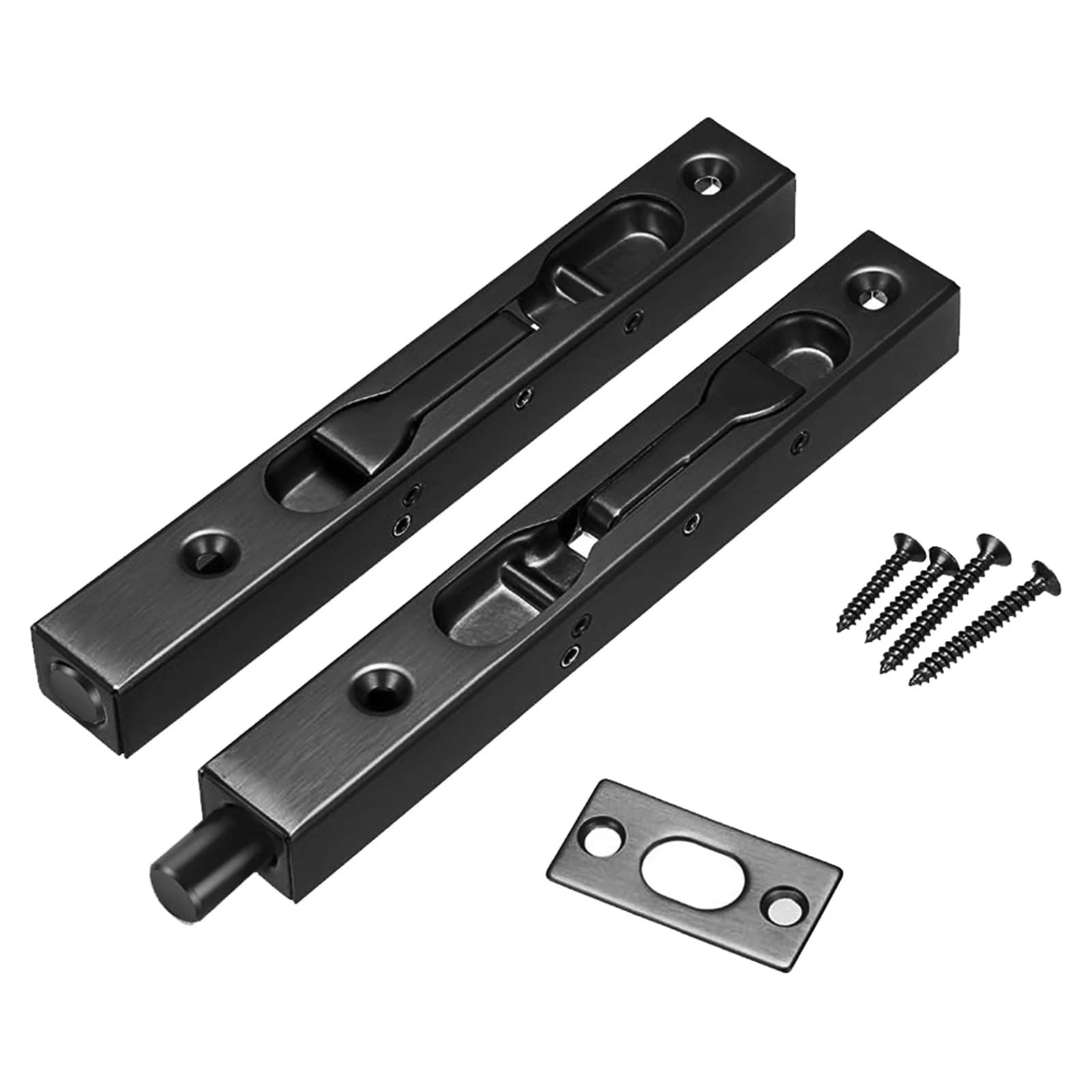 Flush Bolt for Double Door 6Inch Door Bolts -Stainless Steel Concealed Security French Locks with Hardwares Metal Flush Latch(2PCS)
