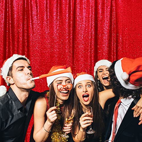 Poise3Ehome 8Ft X 8Ft Sequin Photography Backdrop Curtain For Party Decoration, Red #TOP3