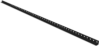 9 Foot Black Angled Steel Fence Line Posts with Pre-Drilled Holes - 8 pk