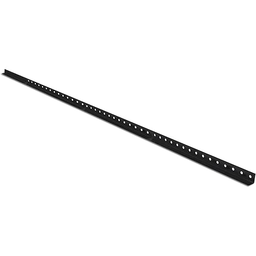 9 Foot Black Angled Steel Fence Line Posts with Pre-Drilled Holes - 8 pk