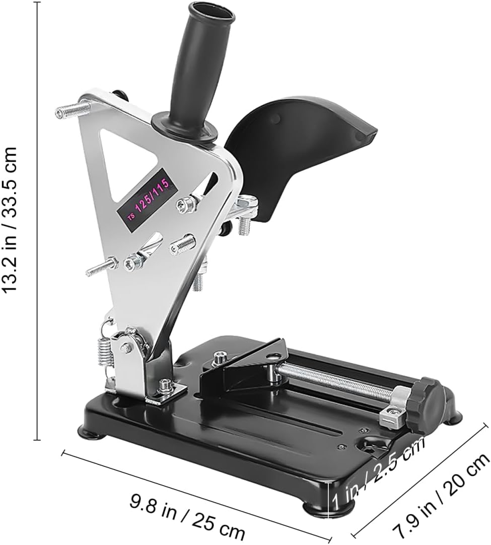 Operitacx Angle Grinder Stand, 45 Degree Clamp Grinding Machine Holder Bracket with Slide Handle Cast Iron Base - for 100/115/125mm Angle Mill, Perfect for Metal, Ceramic & Stone Work