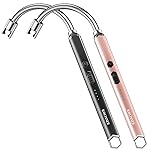 RAYONNER USB Rechargeable Electric Candle Lighter Windproof Plasma Arc Lighter with Flexible Neck for Deep Jars, BBQ, Camping Flameless Fire Starter Christmas Stocking Stuffers Gift (Black&Rose Gold)