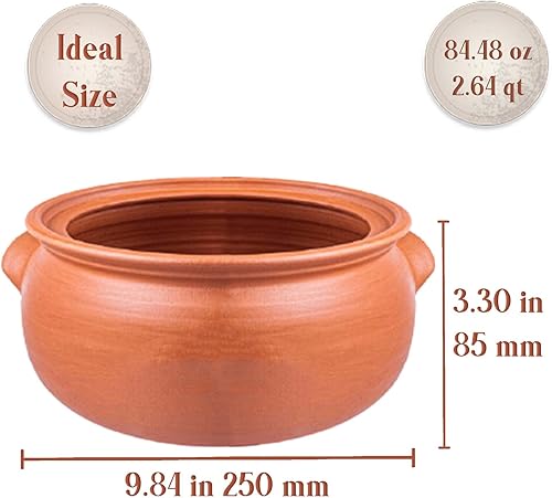 Miniatura 7 de Olla baja hecha a mano de arcilla para cocinar con tapa utensilios de cocina de tierra sin esmaltar sin plomo ollas de yogur de arcilla sartenes de