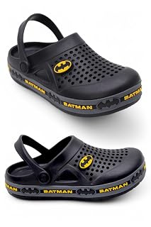 SVAAR Batman Men's Mysterious Clogs with Authentic Batman Charms and Adjustable Back Strap Black