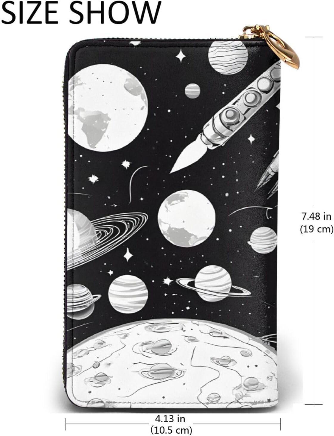 Ultra Fiber Leather Long Handheld Astronaut And Alien Wallet, Suit For Daily Use By Men And Women, Can Store Banknotes, Credit Cards, Coins.
