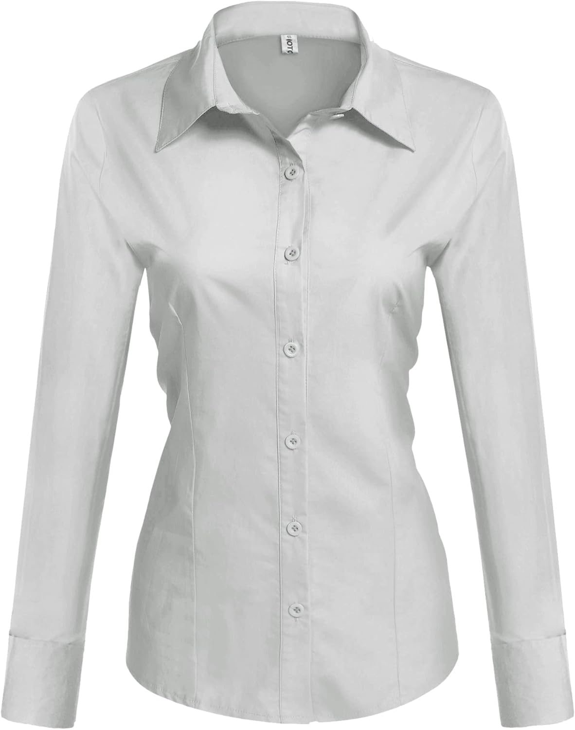 HOTOUCH Womens Cotton Basic Button Down Shirt Slim Fit Dress Shirts X-Large Light Grey (Slim Fit, a Size Up for Relaxed Fit)