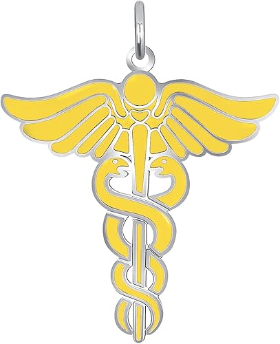 Pome Collar Caduceus en plata de ley, collar de plata para médico enfermero, fabricado en Estados Unidos