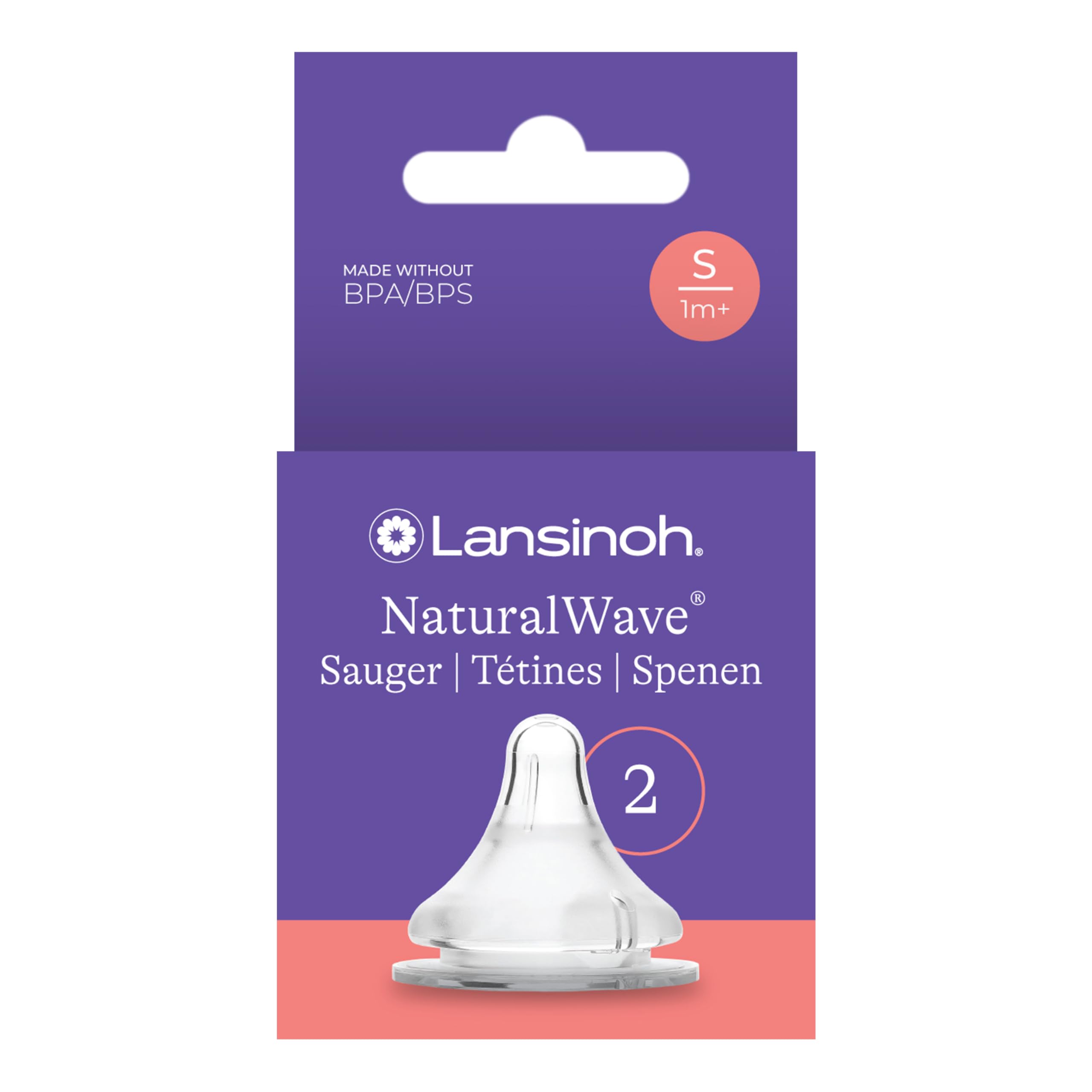 Lansinoh NaturalWave Sauger, Gr. S - langsamer Milchfluss - ab dem 1. Monat, 2 Stück
