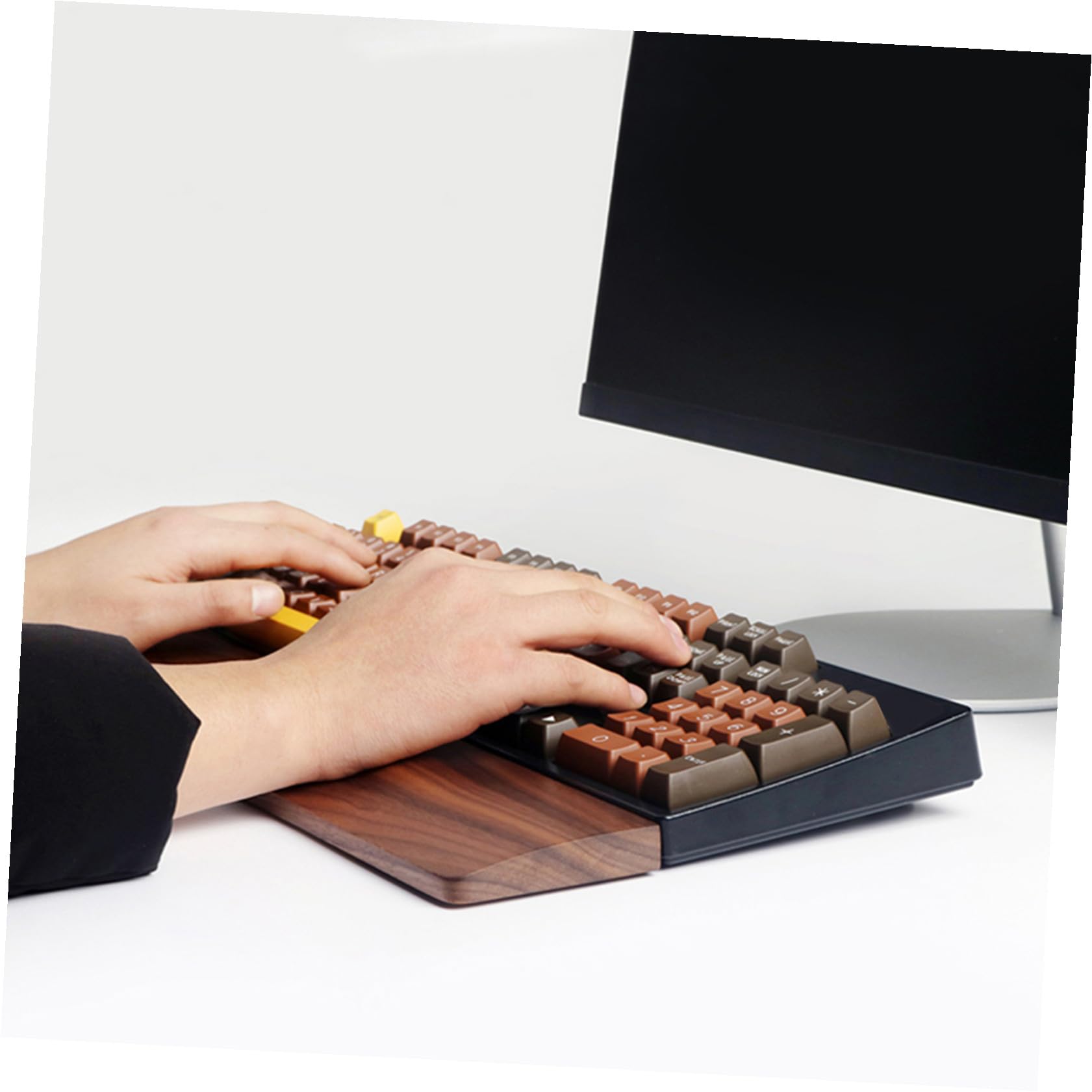 Repose-poignet pour Clavier en Bois de Noyer, Support Ergonomique 300x80mm, Texture Naturelle, Soulage la Fatigue au Bureau