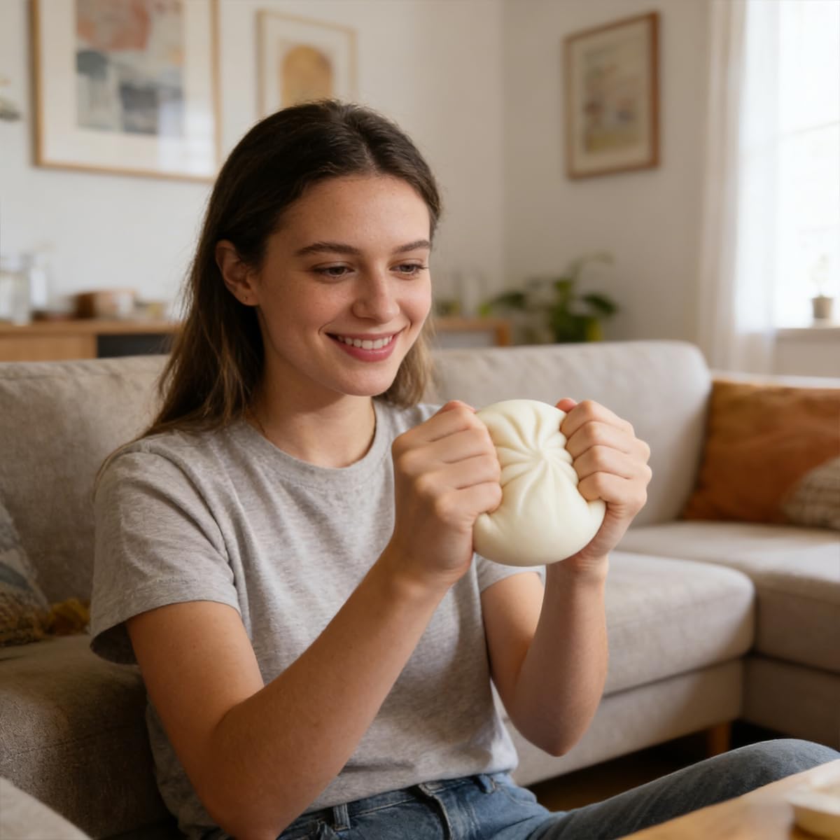Giant Glitter Dumpling – Mega Rainbow Dumpling Stress Relief Fidget Toy, Soft Squeeze Decompression Dough for Adult Anxiety Relief & Sensory Play (White)