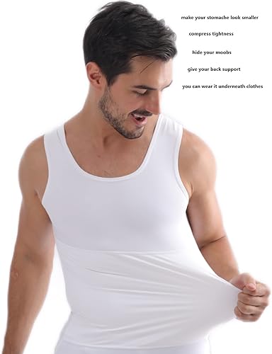 Miniatura 2 de Henicepte Ropa interior para hombre con control de abdomen adelgazante, compresión para ocultar ginecomastia