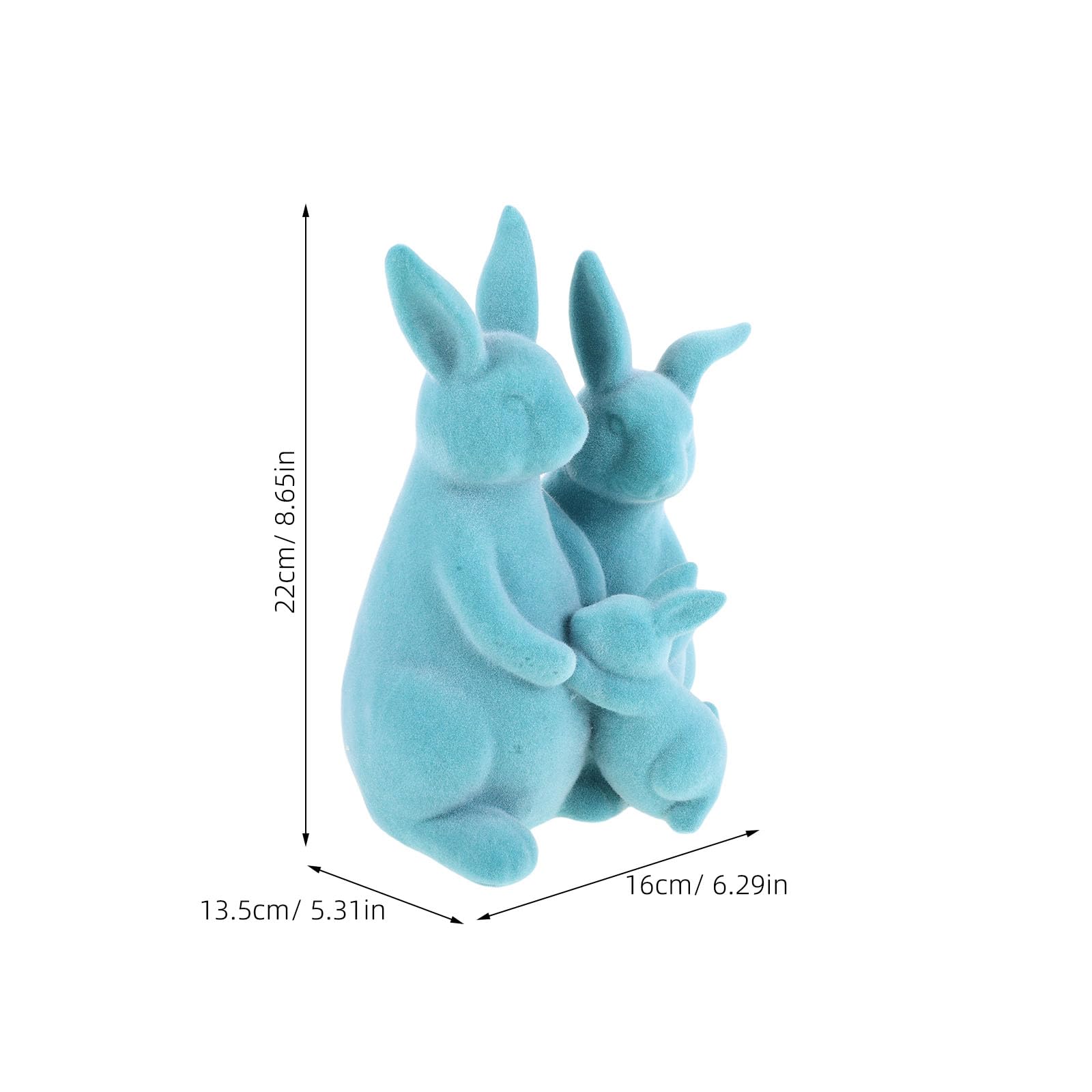 Housoutil Decorazioni da Giardino Coniglietto Pasquale in Resina Floccata, Statuine Famiglia di Coniglietti Azzurri per Centrotavola Primaverile, Decorazione da Tavolo per Casa e Giardino