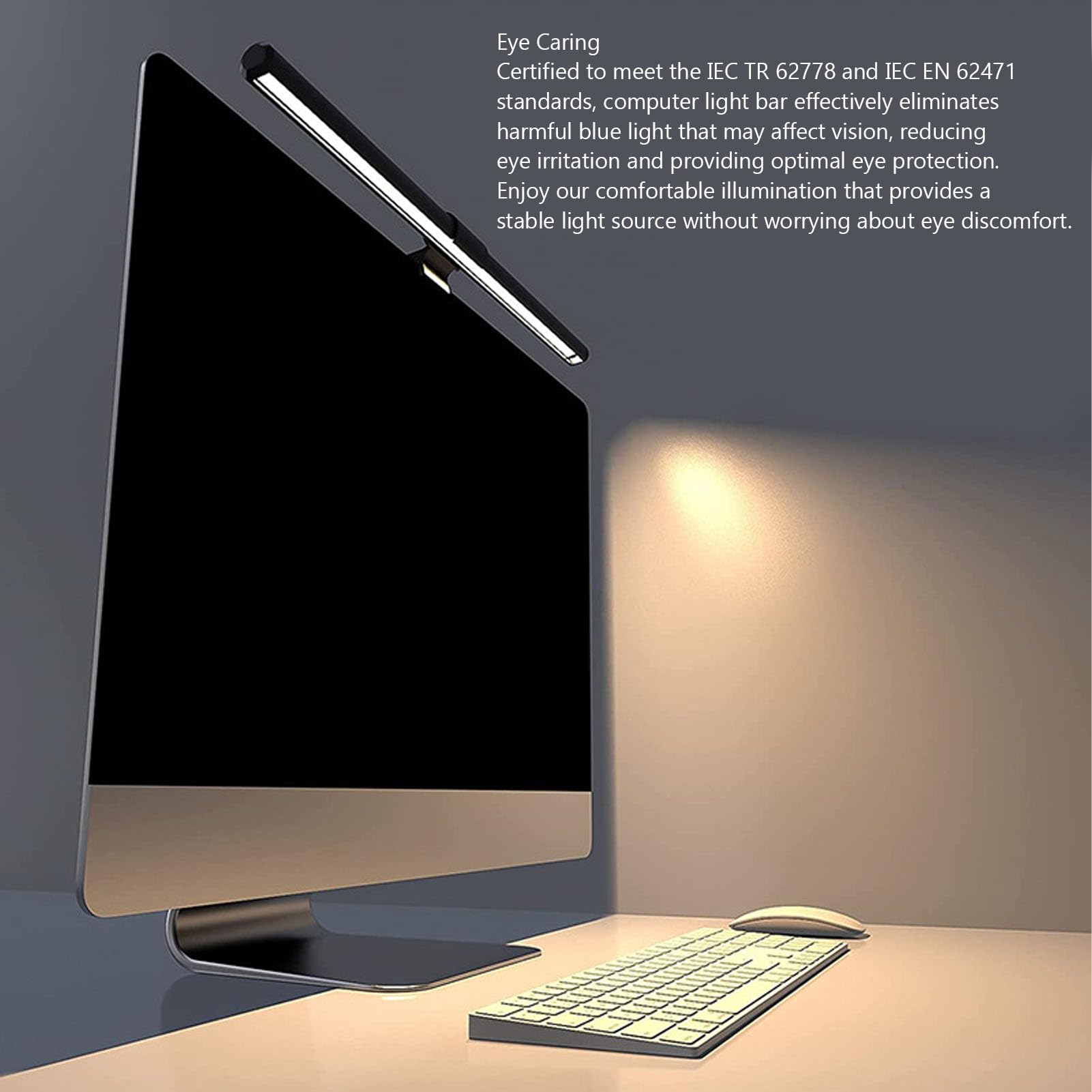 Haofy LED-Computer-Bildschirm-Lichtleiste, stufenloses Dimmen, USB-betrieben, augenschonende Schreibtischlampe mit Ra95 hohem CRI zum Lesen, Spielen