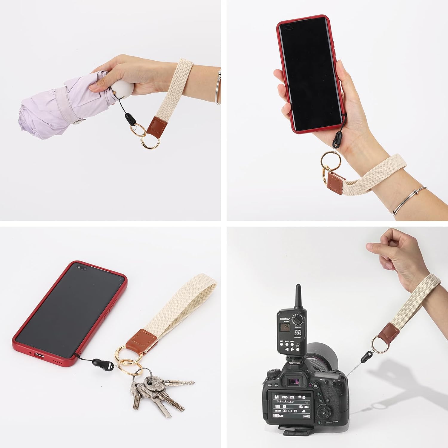 acDesign 2Pcs Wrist Lanyard for Keys Woven,Keychain With Wrist Lanyard White Wristlet Keychain for Women Men Car Keys Wallet Phone - Image 5