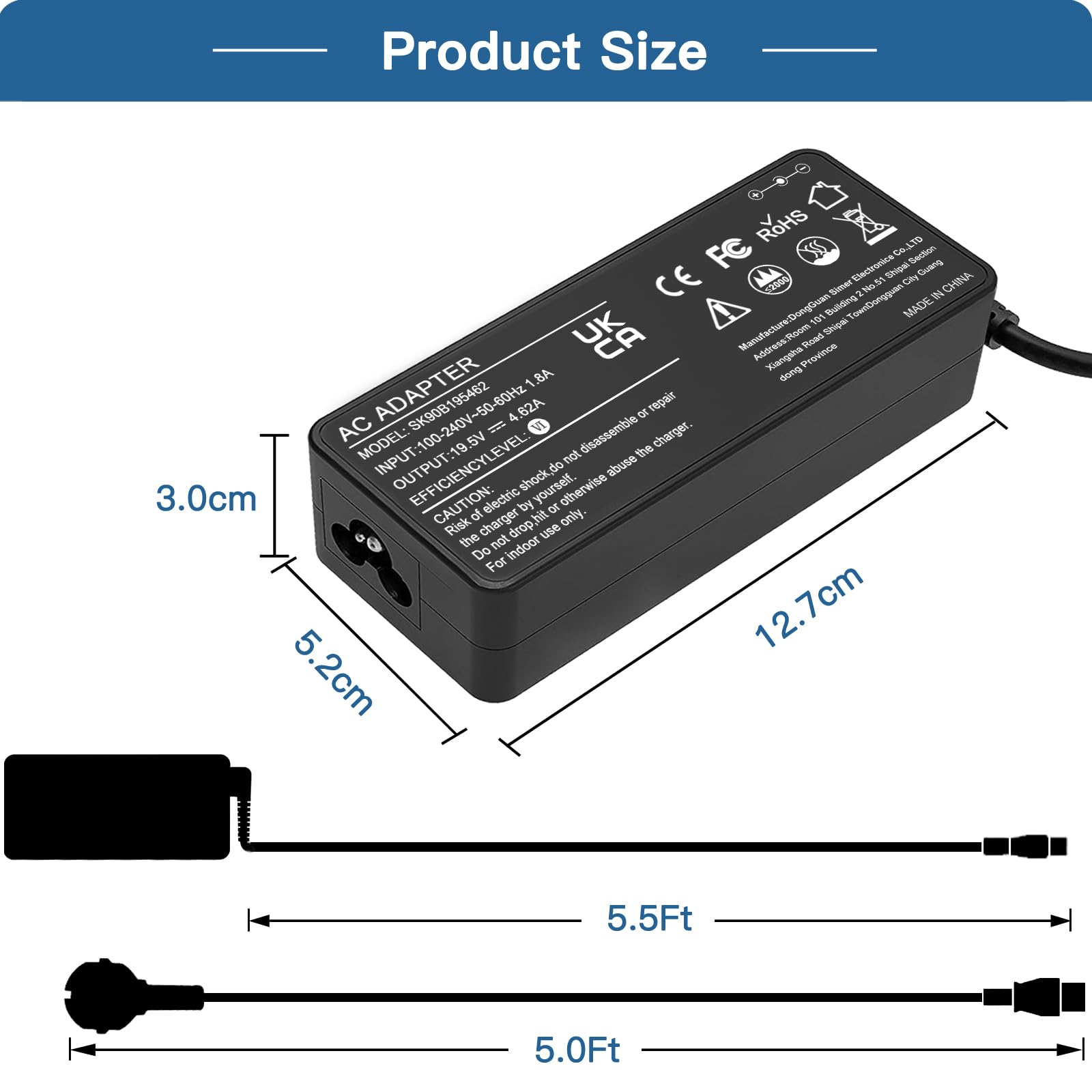 Uniwersalna ładowarka 65 W 90 W do laptopa Dell HP Acer ASUS Len ovo IBM Toshiba Samsung Sony Fujitsu Gateway Ultrabook Chromebook Przewód zasilający z 16 końcówkami