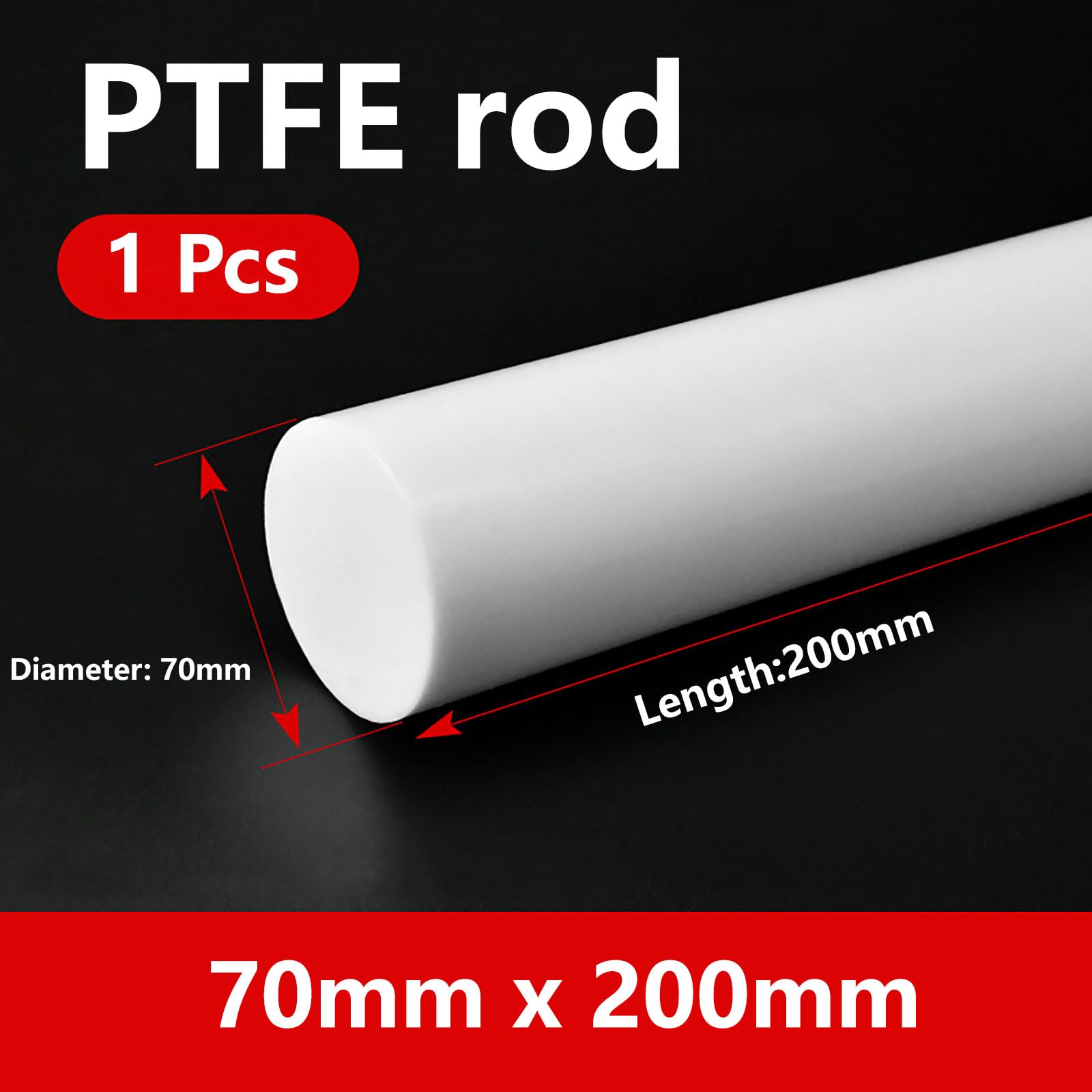 Varilla sólida de PTFE de 20 cm | 70mm x 0.2m