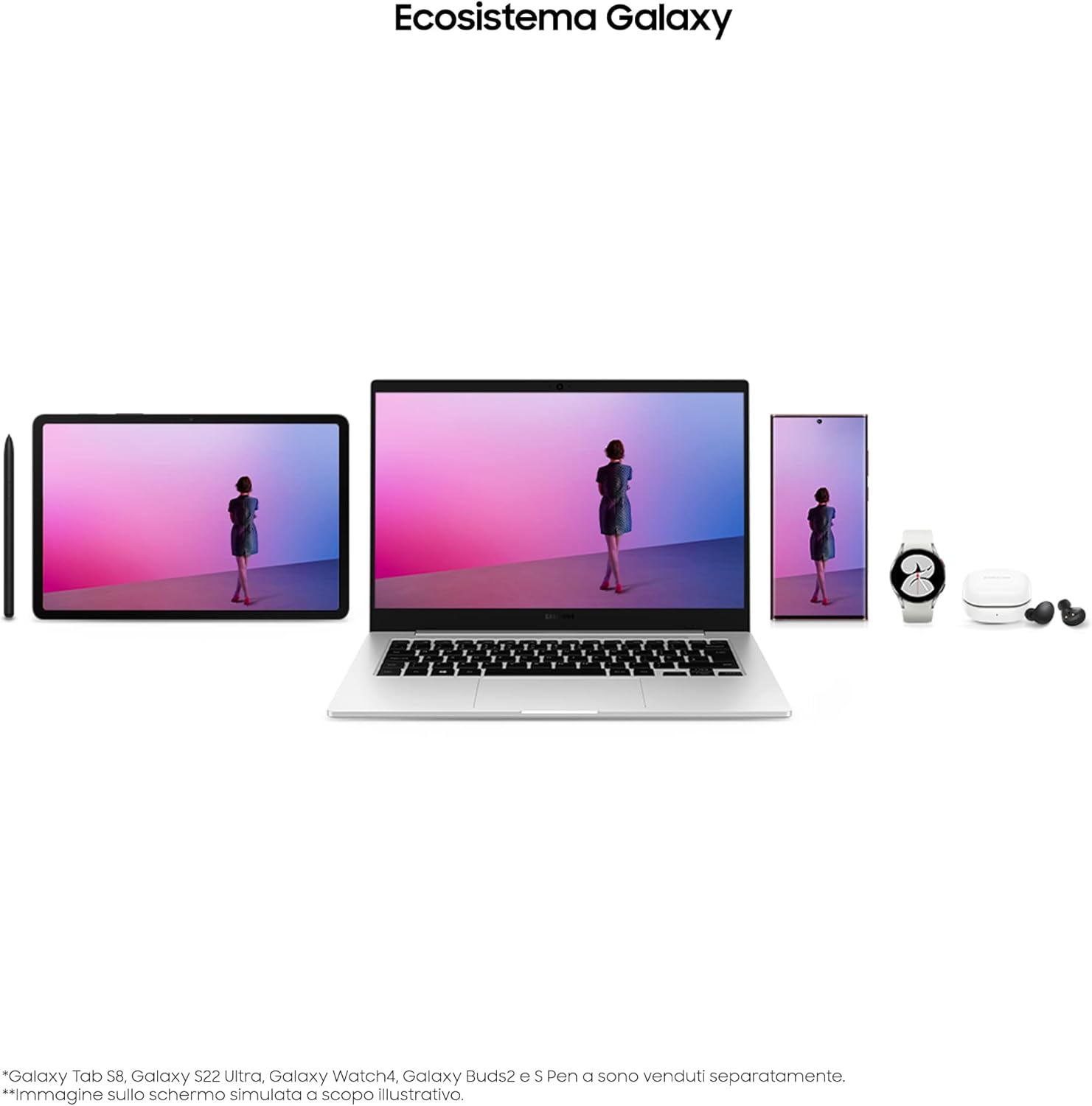 Samsung Galaxy Book2 GO 5G Laptop, 14 FHD, Snapdragon 7c+ Gen 3, Qualcomm Adreno 642L, RAM 4GB, 128GB SSD, Windows 11 Home, Silver