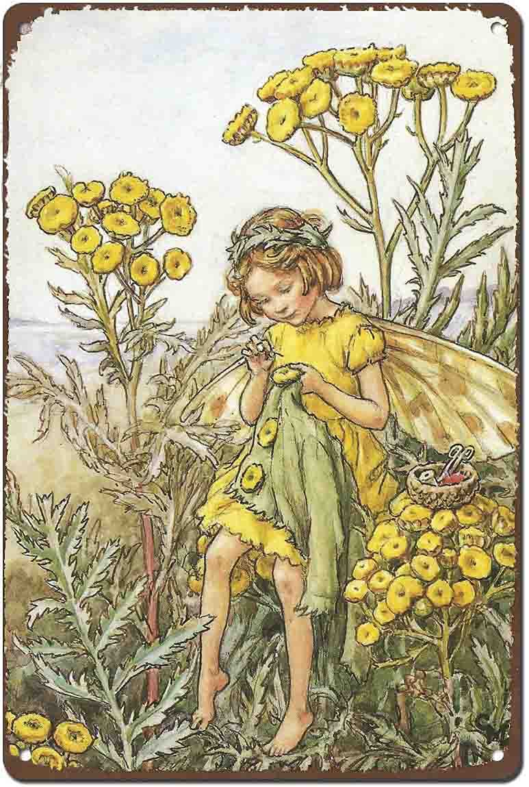 Preeklen Tin Sign 236 Metal Tin Retro Sign Flower Fairies Vintage Wall Art Nursery Decor Fairy Home Decor Vintage Novelty Bedroom Living Room Home Office Wall Art Decor Gift For Friends Woman 8X12 Inch Sign