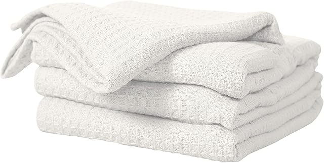 Amazon Brand - Umi Large Size Natural 100% Cotton Traditional Woven Honeycomb Waffle Chair Sofa Bed Blanket Throw Over Cover Bedspread (228 x 254 CM / 90"x100") - Ivory
