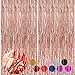 2 Pack Rose Gold Foil Fringe Curtains Streamers Party Decorations 3.3 x 8.2 ft, Tinsel Curtain Fringe Backdrop for Parties, Door Fringe Birthday Streamers, Photo Booth Backdrops, Party Decor