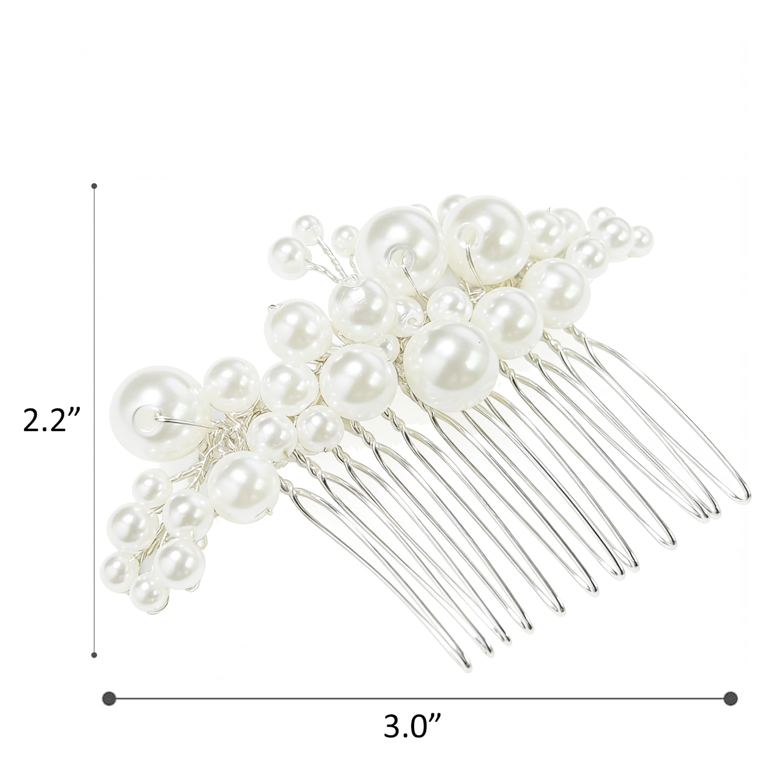 Silver Pearl Bridal Hair Comb and Pins Set - Handmade Wire-Wrapped Pearl Hair Accessories for Brides, Bridesmaids - Wedding Hair Pieces for Prom, Party, Formal Events