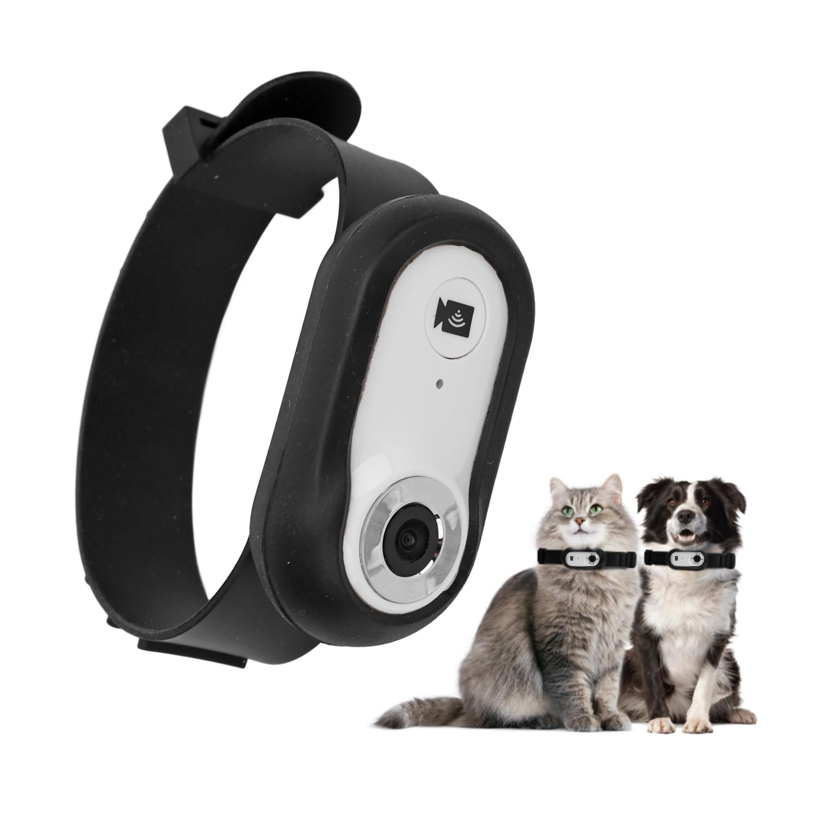 Cámara para Collar de Gato, HD 1080P Cámara Deportiva/de Acción para Mascotas con Tarjeta de Memoria 8G para Grabaciones de Vídeo No Se Necesita WiFi Cámara Corporal Cámara (White)