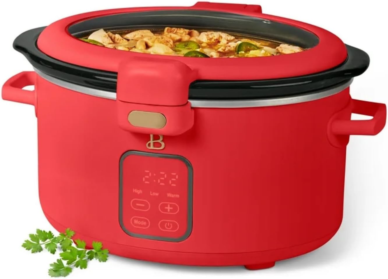 Slow Cooker 4-Quart Programmable Digital Slow Cooker with Touch-Activated Display, Dishwasher-Safe Crock Pot, Digital Timer, Compact Size