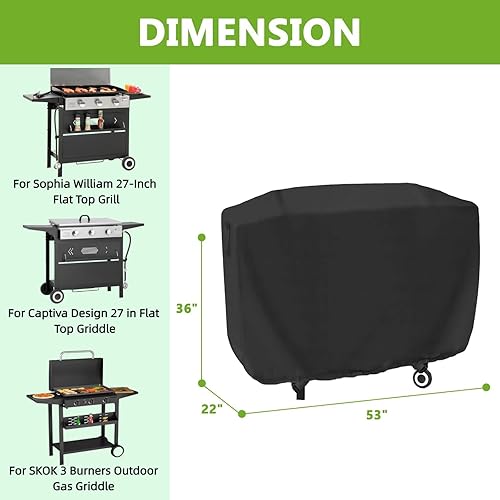 Miniatura 5 de Funda impermeable para parrilla de tapa plana para diseño Captiva de 3 quemadores de gas, funda de parrilla de hierro plano resistente de 27