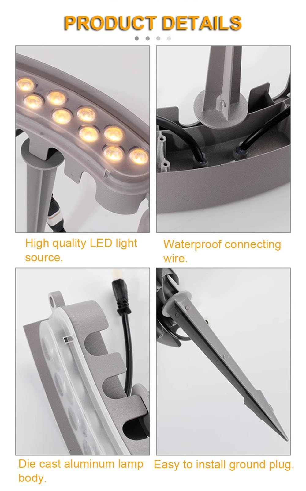 Faretti da giardino a LED a energia solare, per esterni, a bassa tensione, per fioriere e alberi, luce bianca calda, confezione da 6