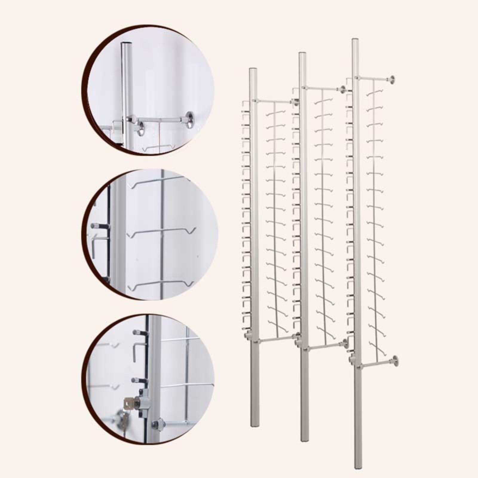 Expositor De Gafas con Cerradura para Montaje En Pared - Organizador Seguro para Guardar Gafas De Sol En Ópticas Y Tiendas Minoristas.9pcs
