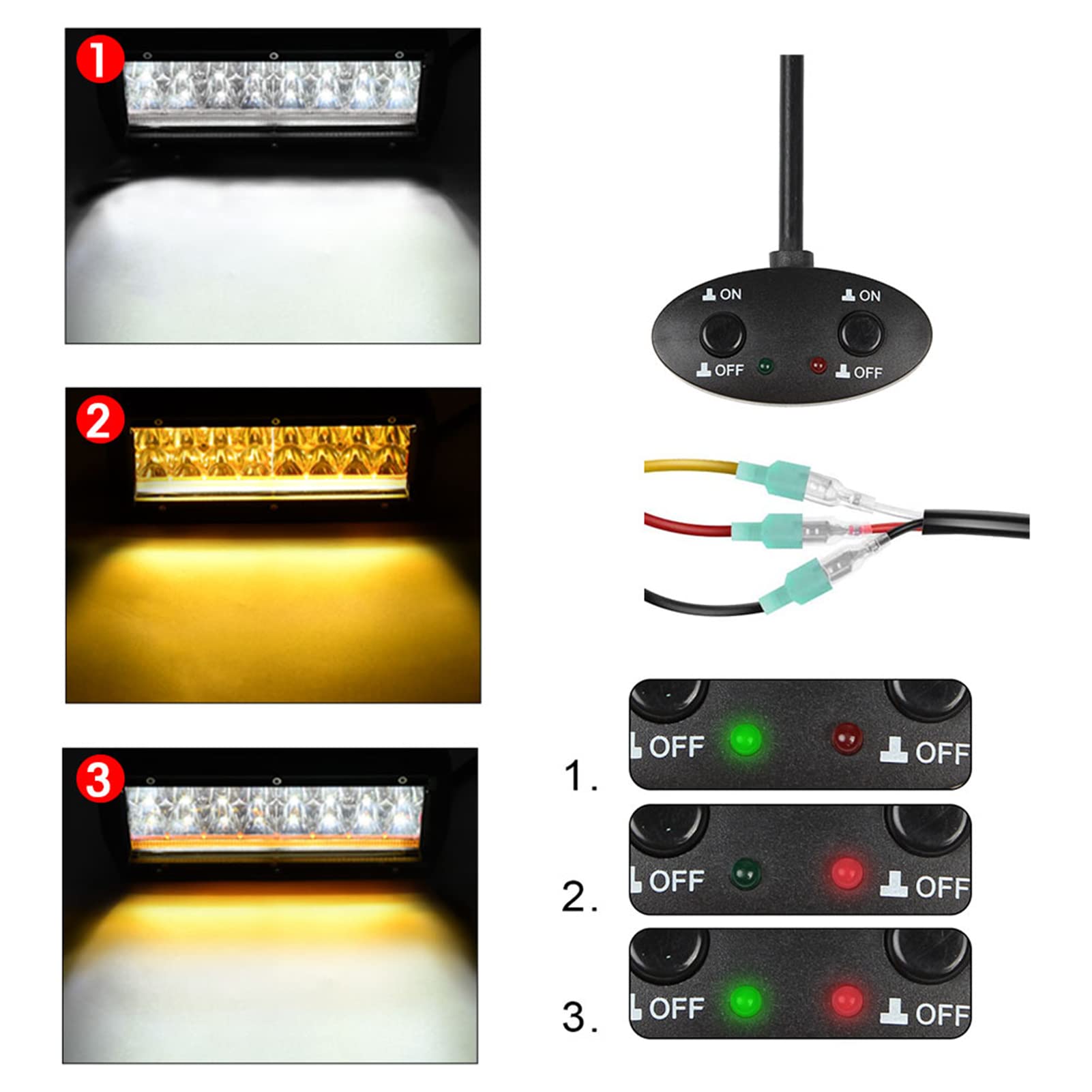 Irfora Kit cablaggio LED 480 W 2 cavi 14 AWG, cablaggio LED universale con relè 12 V 40 A e due interruttori di controllo per passare tra diverse modalità