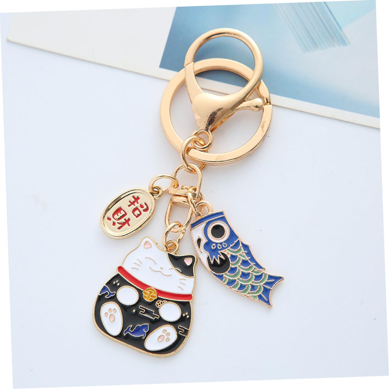2piezas Llavero del Gato Suerte Llavero de Dibujos Animados Kawaii Colgante para Bolso Escolar Decoración de Gato Fortuna para Llaves de Coche