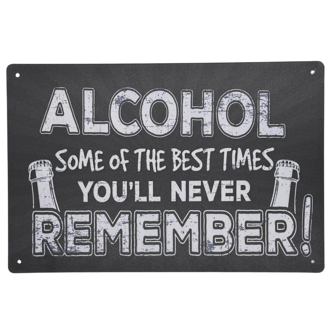 Second Ave Gift Company Earth Tones Second Ave Funny Joke Alcohol Best Times Metal Tin Retro Rectangle Home Bar Pub Wall Sign Plaque 30X20cm