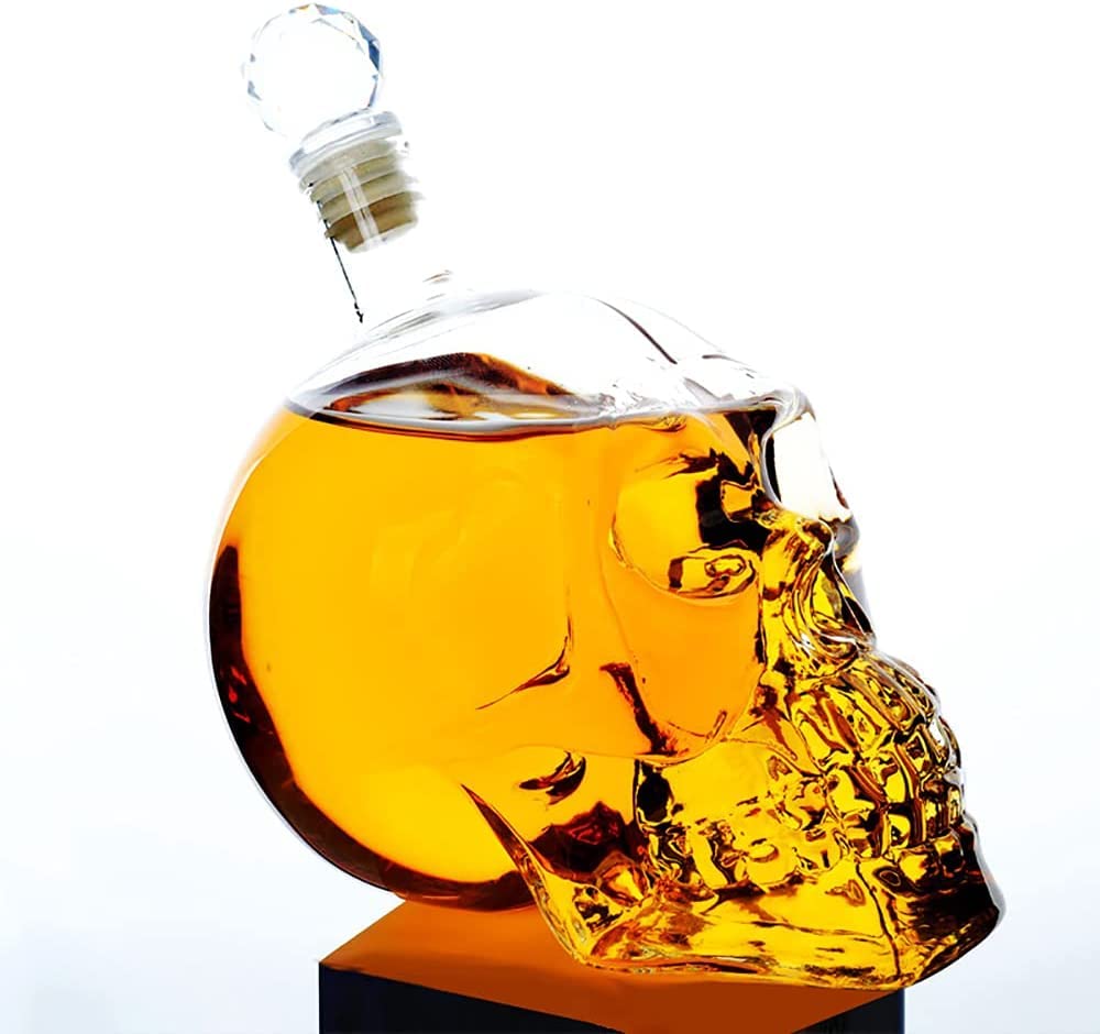 House of Quirk Skull Whiskey Decanter 1000ml Glass Skull Head Wine