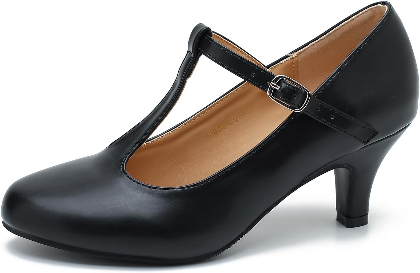 Women’s Pumps Low Kitten Heels Mary Jane Retro T-Strap Comfortable Office Work Dress Shoes