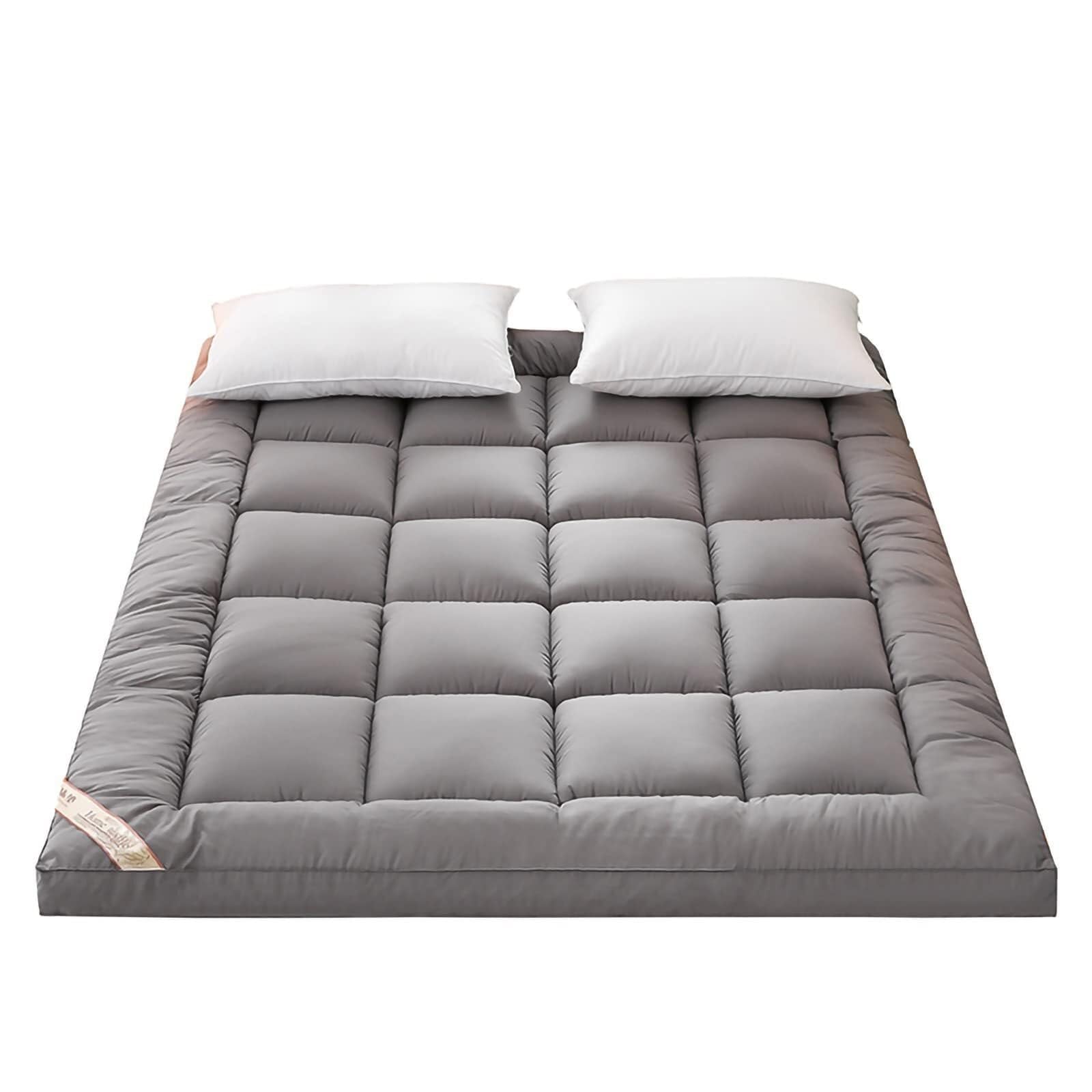 Japoński materac futon o grubości 10 cm – miękka składana mata podłogowa dla gości akademika i podróży przenośna naturalne rozwiązanie do spania w kolorze szarym - idealny do domu i komfortu
