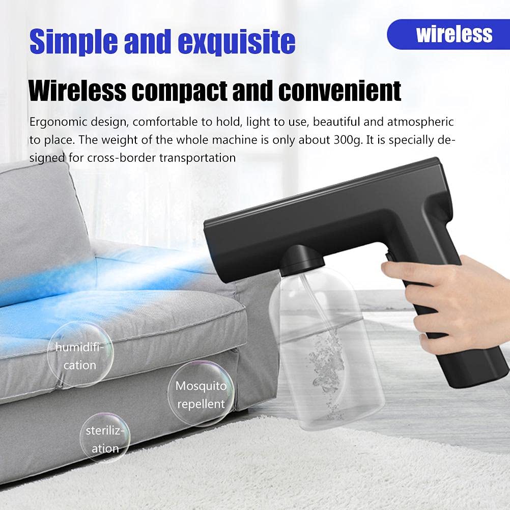 Nano Mist Sprayer, 300ML USB wiederaufladbare Handheld Luftbefeuchter Wireless Wassersprühgerät Tragbare Dampfspritzpistole mit blauem Licht für Home Office
