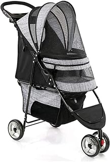 Carrinho de animal de estimação respirável carrinho de animal dobrável grande carrinho de animal de estimação para cão/gato portátil três rodas carrinho de animal de estimação (A)