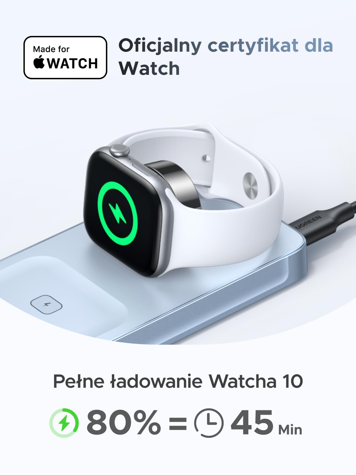 UGREEN MagFlow Qi2 25 W, magnetyczna podkładka ładująca 3 w 1 | Certyfikowana ładowarka bezprzewodowa kompatybilna z iPhone'em 17/16 i AirPodsami, z kablem o długości 1 m
